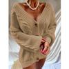 Women's Solid Color Button Front Cardigan, Long Sleeve Casual Knit Sweater Coat, Fashion Autumn Winter Outerwear
