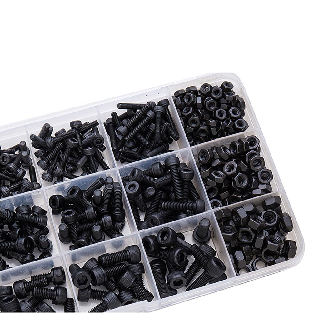480Pcs M3 M4 M5 Hex Socket Head  Screws Metric Thread Hex Allen Drive Machine  Nuts Metal Standard Fastener Hardware