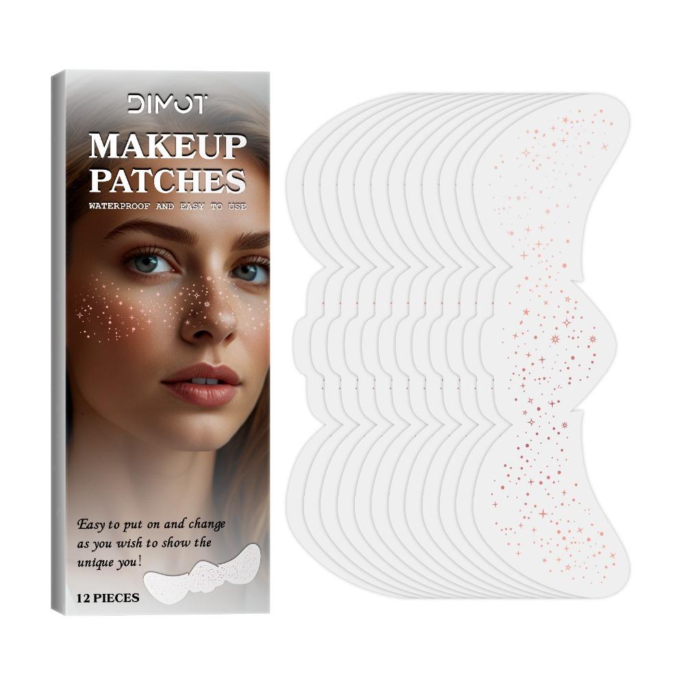 12 Pcs Waterproof Glitter Freckles Face Tattoo Glitter Face Glitter Speckles Patches  for Women
