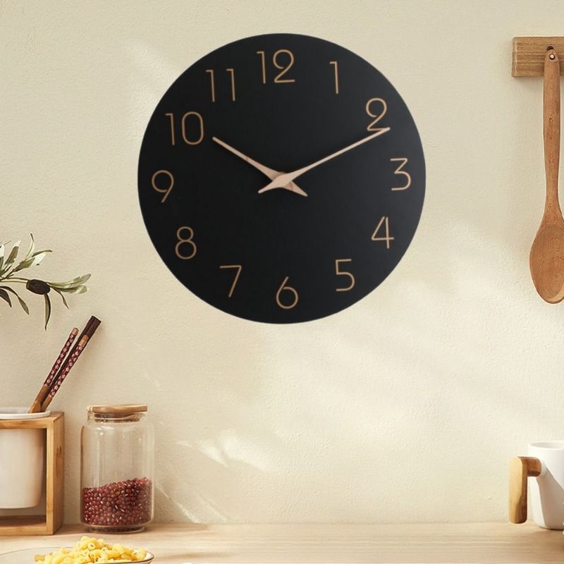 Decorative 10 Inch Wall Clock Minimalist Style Hanging Digital Clock Round Non Ticking Silent Clock Kitchen