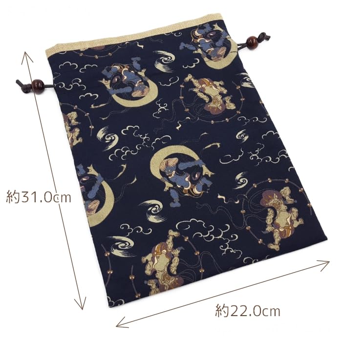 Handmade Workshop FUJITA Drawstring Bag with Japanese Wind God and Thunder God Made in Goshuin Book Goshuin Book Japanese Japanese Japanese Japanese