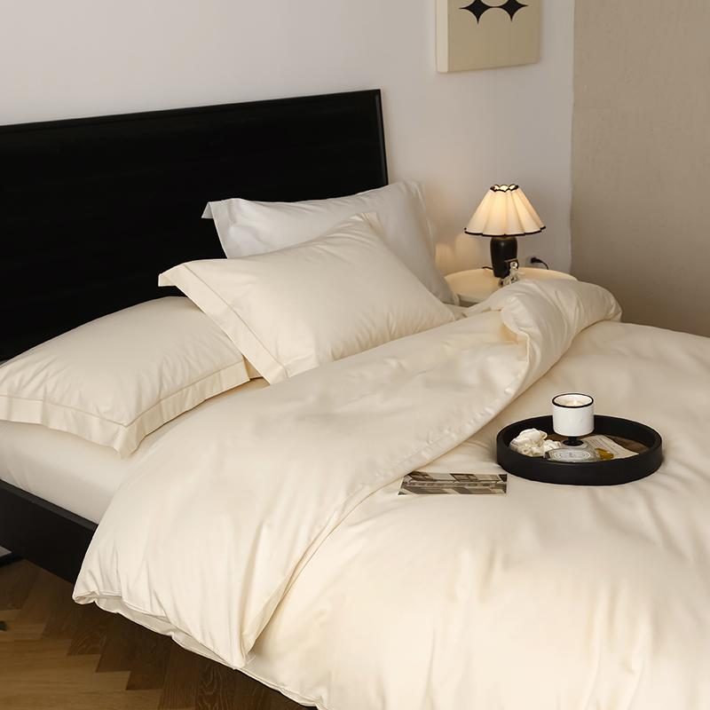 Solid Simple 100% Long-staple Cotton Bedding Set New Soft Skin-friendly Queen Duvet Cover Set with Sheet Quilt Cover Pillowcases