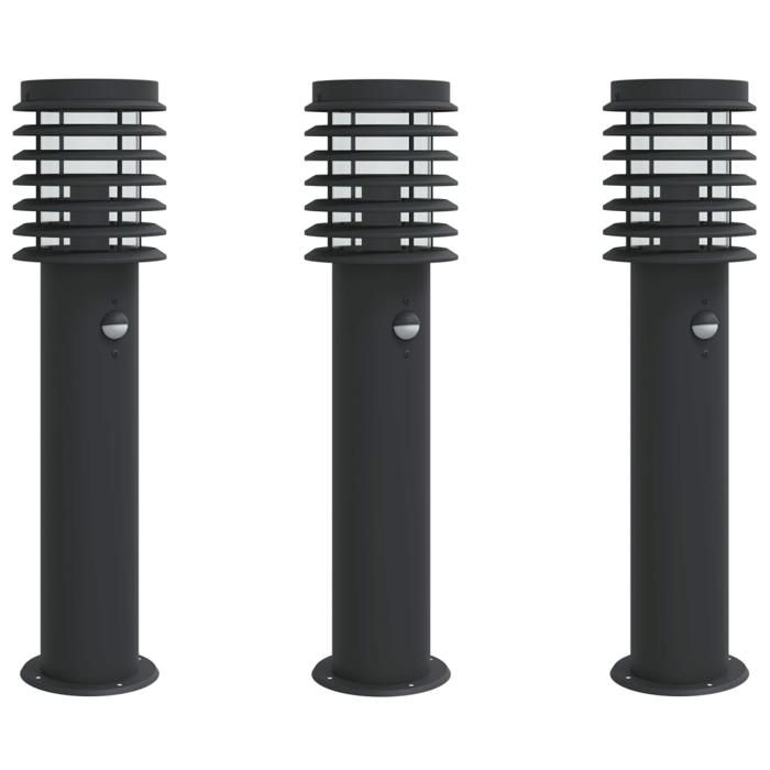 VidaXL Outdoor Floor Lamps and Sensors 3 Pcs Black Stainless Steel, Outdoor Ground Lighting, Ground Lighting of 4006370