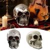 Interaktive Spukhaus-Artikel Harzschädel-Figur, Realistisches menschliches Kopfmodell, Gruselige Halloween-Vintage-Riss-Statue für Innenkamin Küche