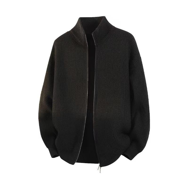 Men's 2025 Stand Collar Zip Knit Cardigan - Casual, Loose-Fit, Trendy Outerwear