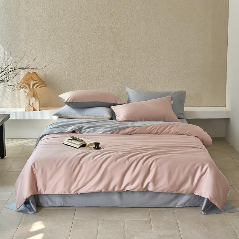 Hochwertiges Bettwäscheset aus 65 % Lyocellfaser und 35 % Baumwolle, Queen-Size-Bettwäscheset mit frischem Naturpflanzenmuster und Bettlaken, Steppdeckenbezug und Kissenbezug