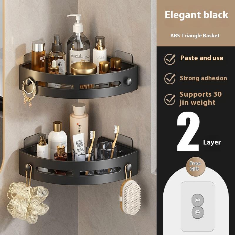 Punch-Free Wall-Mounted Bathroom Corner Shelf 4-Tier Plastic Triangle Storage Rack