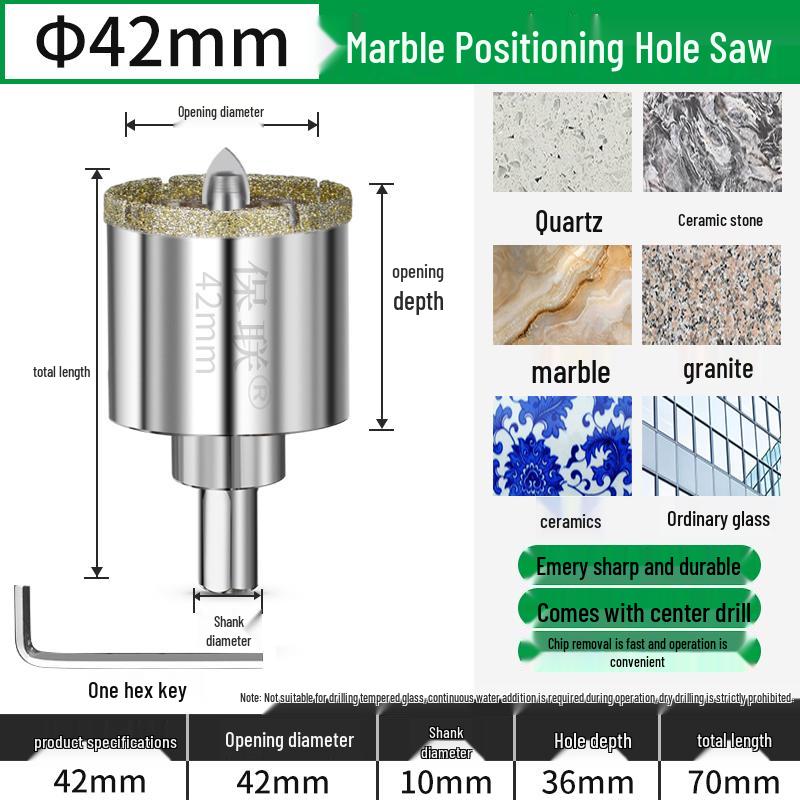 Positioning Drill Bit for Tile, Glass, Marble, and Stone Drilling