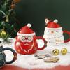 With Lid and Spoon Santa Claus Water Cup Ceramic Christmas Ceramic Cup Creative   New Year