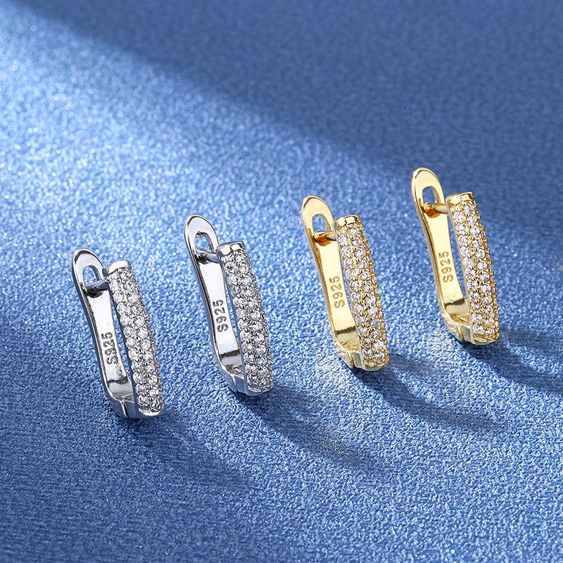 Elegant English Ear Buckle Zirconia Stud Earrings for Women - European & American Style