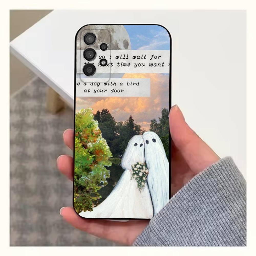 Lovely Ghost Case For Samsung S21,S9,S22,S25,S20,S10,Plus,Ultra,S24,S23,FE,Lite,Soft Silicone Black