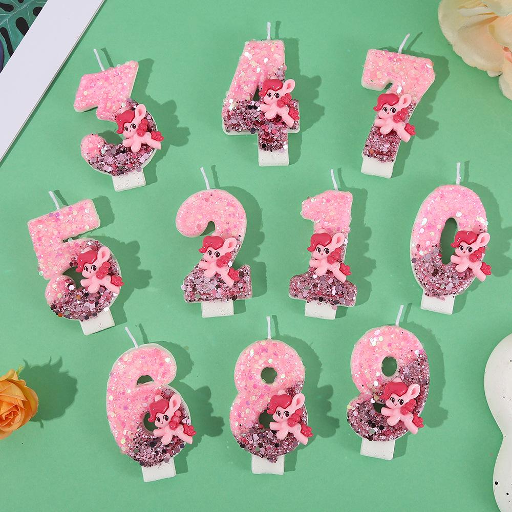 My Little Pony Glitter Birthday Cake Candles - Colorful & Creative for Baby's First Celebration