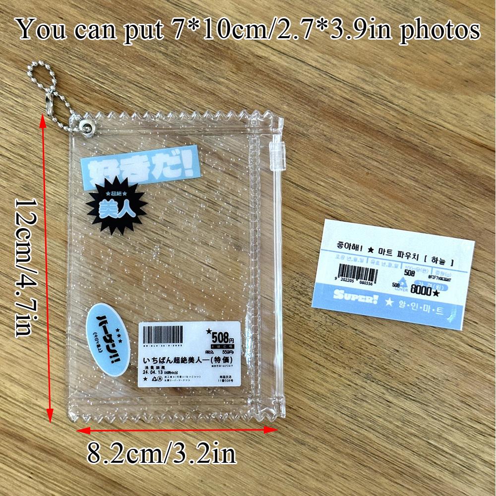 Korean 3-inch Idol Photo Card Holder Shiny Transparent Candy Bag Creative Badge Holder DIY Photocard Holder Display Bag Pendant