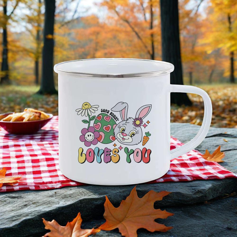 Rainbow Enamel Mug Colorful Beer Cups Breakfast Cup Happy Easter Mug Dwarf Themed Coffee Cup For BBQ Party Original Mugs Funny