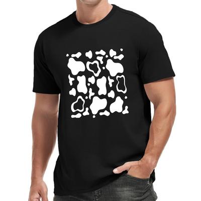European Size Men's Dairy Cow Graphic Tee - Breathable Polyester, Crew Neck, Short Sleeve Casual & Sportswear for Summer Outings
