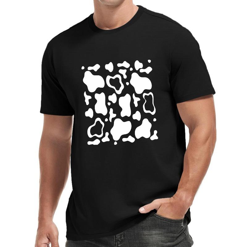 

European Size Men s Dairy Cow Graphic Tee - Breathable Polyester, Crew Neck, Short Sleeve Casual & Sportswear for Summer Outings 4XL