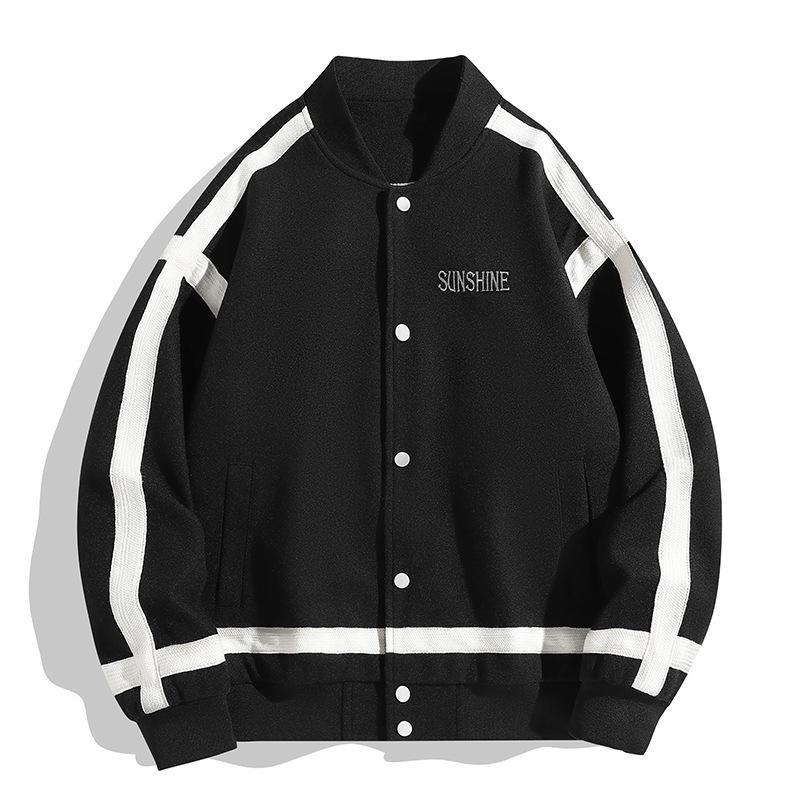 

Unisex Color Block Patchwork Baseball Jacket - Stylish & Versatile Spring/Autumn Outerwear for Trendy Youths & Couples Small (S) чорний