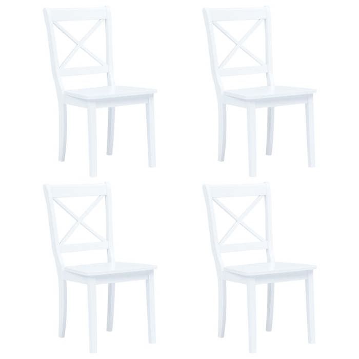 VidaXL 4x Bois d'Hévéa Massif Chaises de Salle à Manger Chaises à Dîner Chaises de Repas Chaises de Cuisine Maison Intérieur 247357