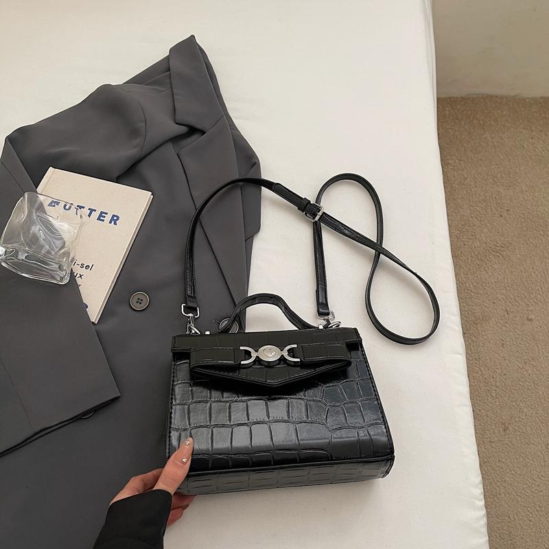 Top Brand PU Leather Shoulder Bags For Women 2025 Black Stone Pattern Crossbody Bag Female Travel Handbags Small Square Bag