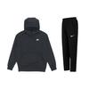 Nike Solid Color Hooded Pullover Long Sleeve Sweatshirt And Straight Leg Casual Pants Sports Set Men Activewear Black BV2655-010+DM6627-010