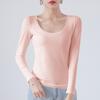 Cotton Crew Neck Slim Fit Long Sleeve Tshirt With Solid Color For Casual Wear