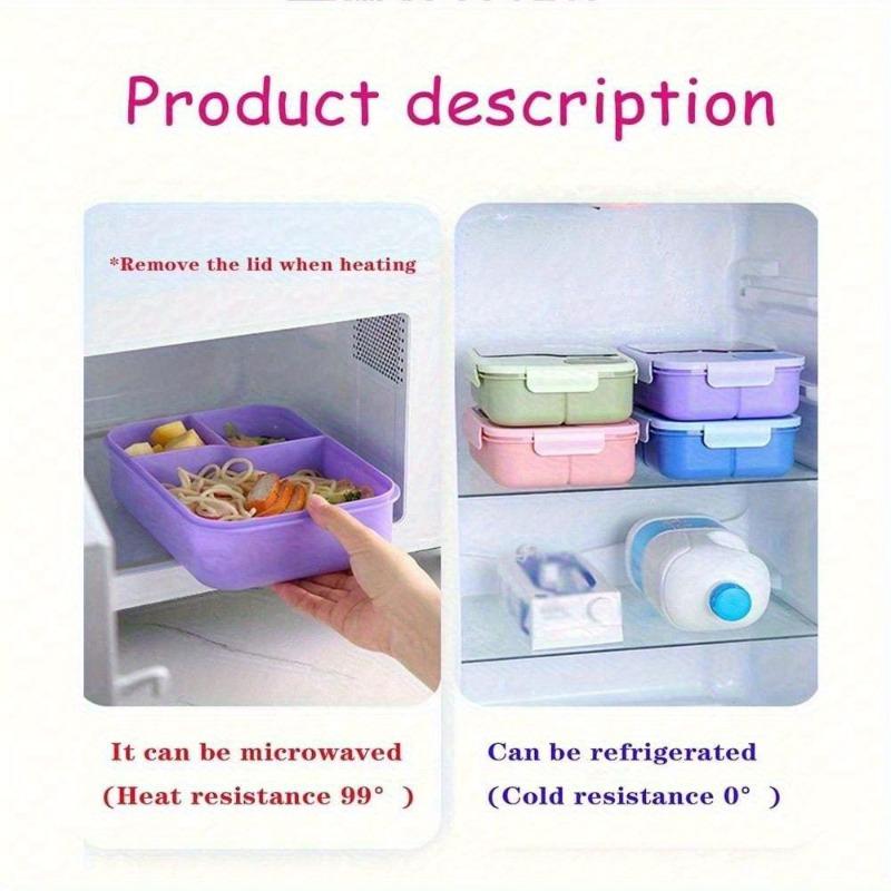 1450ML Portable Bento Box with Utensils Microwave Safe for Lunch Office Picnic Leak-Proof Divider Dip Container Kitchenware