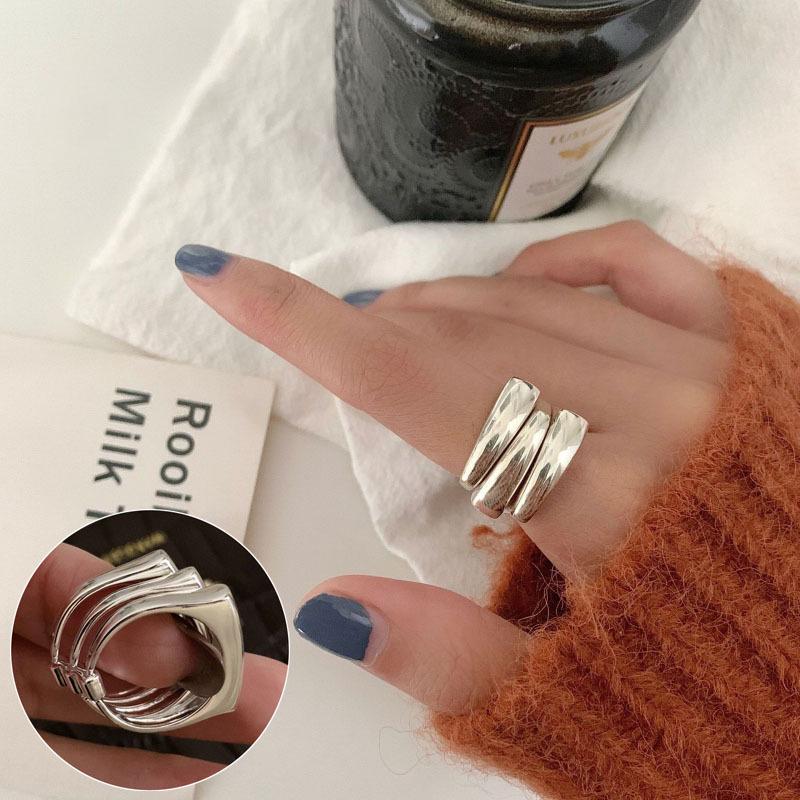 

Кольцо женское в корейском стиле из серебра S925, ретро, тройное, штабелируемое - Хип-хоп мода, креативное кольцо на указательный палец