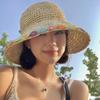 1pc Women Summer Sun Hat Straw Women Bucket Hat with Flowers Lady Summer Hat Wave Brim Bucket Cap Female Straw Hats Beach Panama
