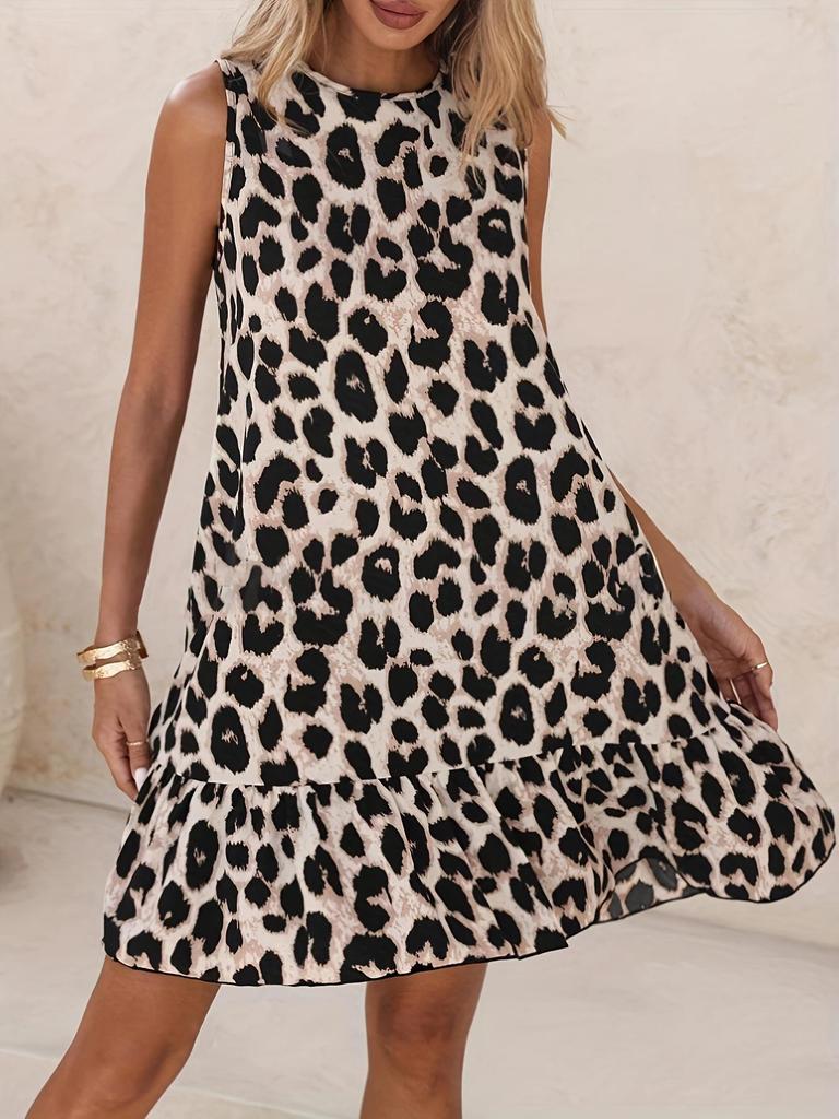 Elegant Sleeveless Leopard Print Summer Dress - Slimming and Fashionable Tall Streetwear