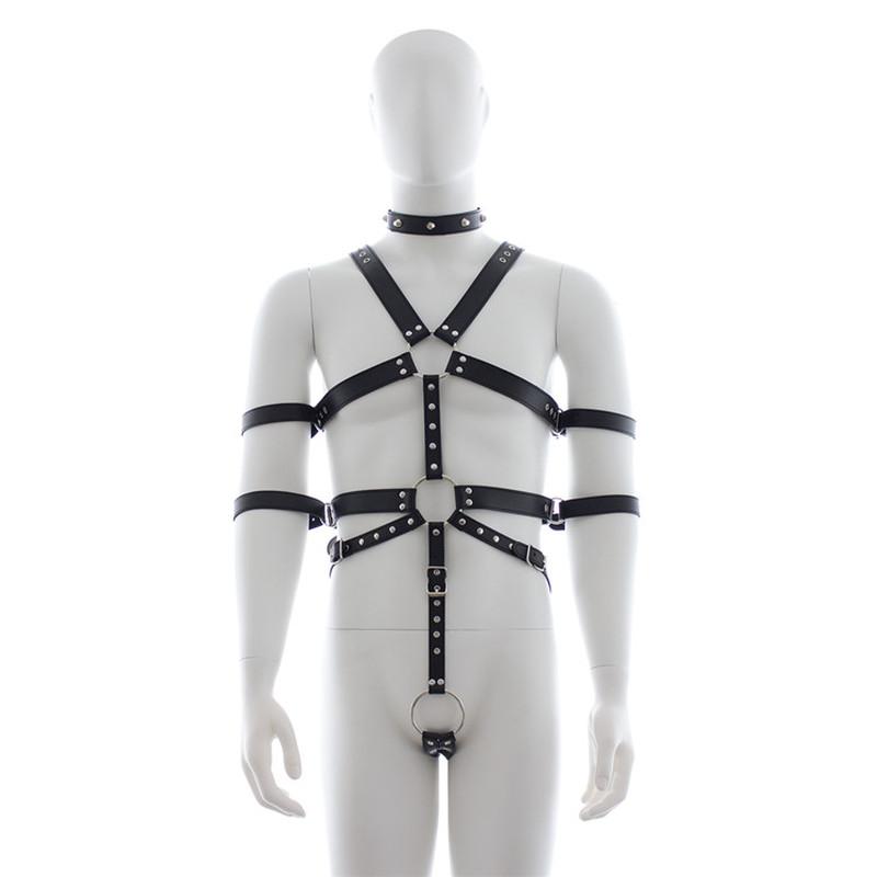 Sexy Mens Gay PU Leather Full Body Chest Harness Bondage Open Penis Ring  Night Clubwear Sex Tools for Gay Male 18+