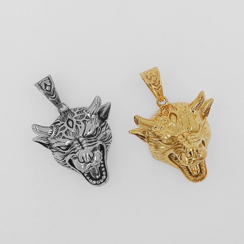 Kreativer zweifarbiger Titanstahl Leopard & Wolf Anhänger