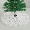 Christmas Tree Skirt White Plush Snowflakes Faux Fur Xmas Trees Skirts Base Cover New Year Ornaments Home Decoration Carpet 38Cm