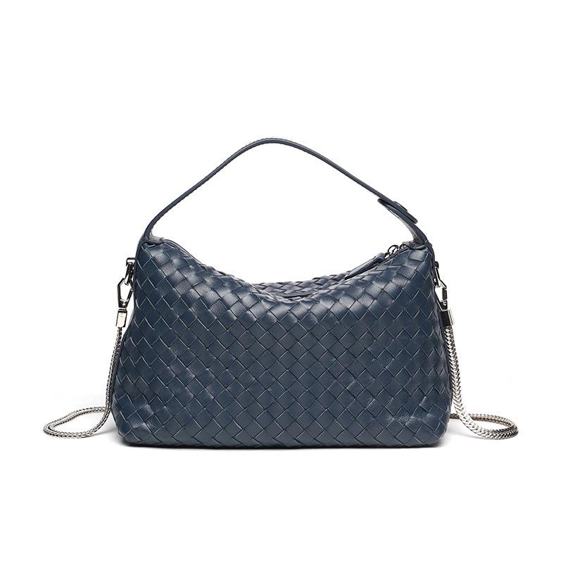 Trendy women's bags factory direct sales first layer sheepskin pure hand-woven bag portable crossbody versatile pillow bag