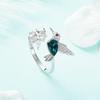 Fashion CopperColor Hummingbird Adjustable Ring for Women with Green Austrian Crystal Luxury Wedding Rings Jewelry Gift