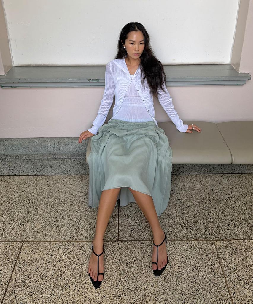 Baniseunyuyog 26Ss Pleated Tiered Skirt Mint