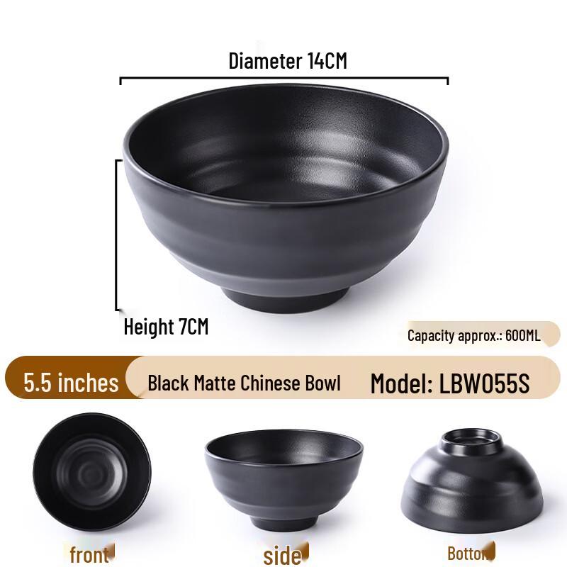5.5-inch Chinese Melamine Noodle Bowl Set (5-Pack)