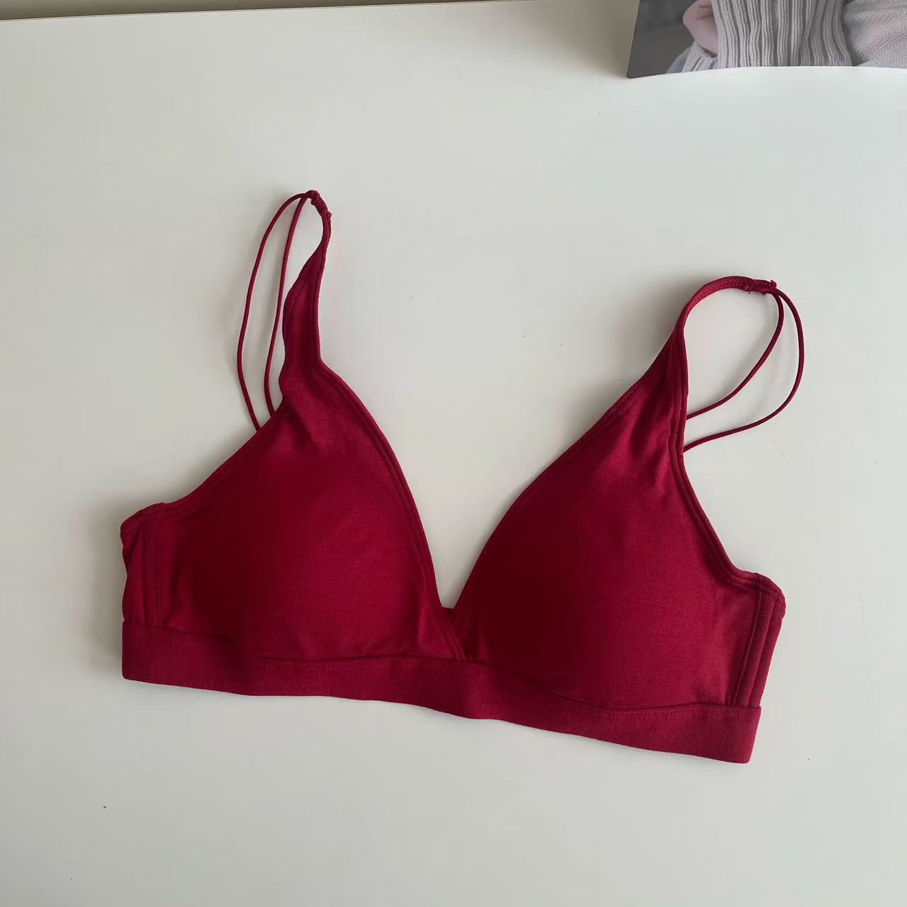 

French triangle cup, large chest, small comfort, no steel ring, small chest, not empty cup, flat chest special, thin naked feeling XL 38/85ABC червоний