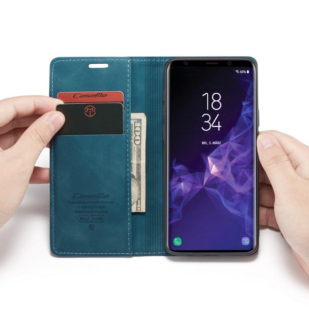 CASEME Case for Samsung Galaxy S9 Plus, Leather Wallet Case, Blue