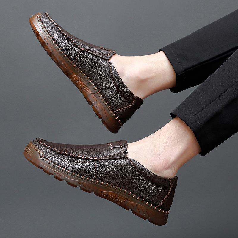 Модные мужские лоферы Повседневные кожаные слипоны Дышащая обувь Мужская Рабочая Офисная — фото 5