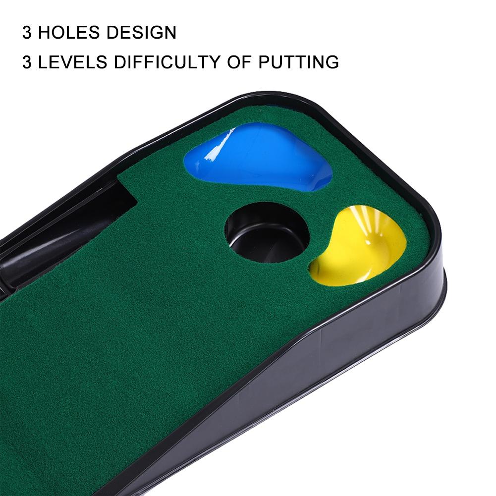 Children Portable Oudtoor Indoor 3 Golf Holes Golfing Practice Green Putting Mat Club Balls Kit