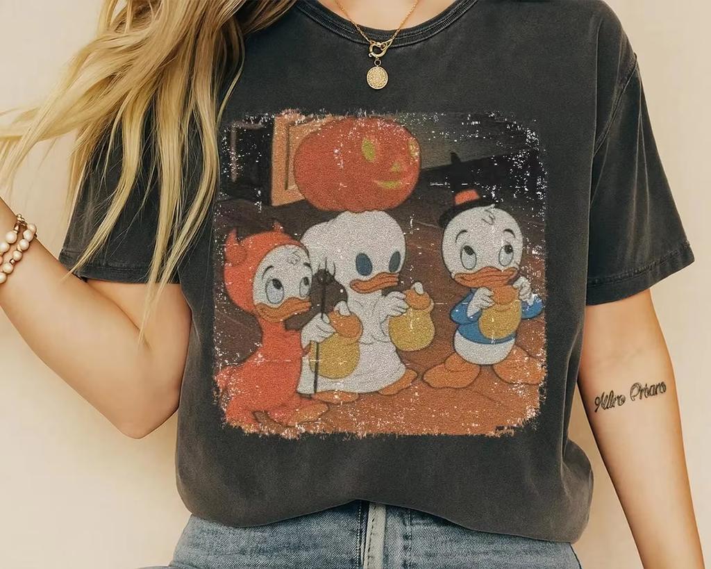 Retro Huey Dewey Louie Halloween Costume Trick or Treat Shirt Ducktales land Halloween Party Spooky Season Tee