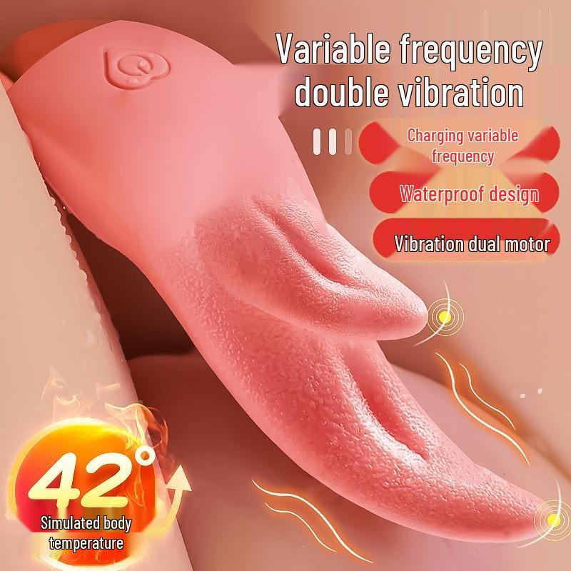 Electric Vibrating Massager for Women - Dual Licking Tongue with Warming Feature