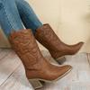 Fashion 2025 New Ladies Shoes Slip-on Women's Boots Fashion Embroidery Modern Boots Women Hot Sale Round Toe Mid-Calf Shoes Womenzapatos