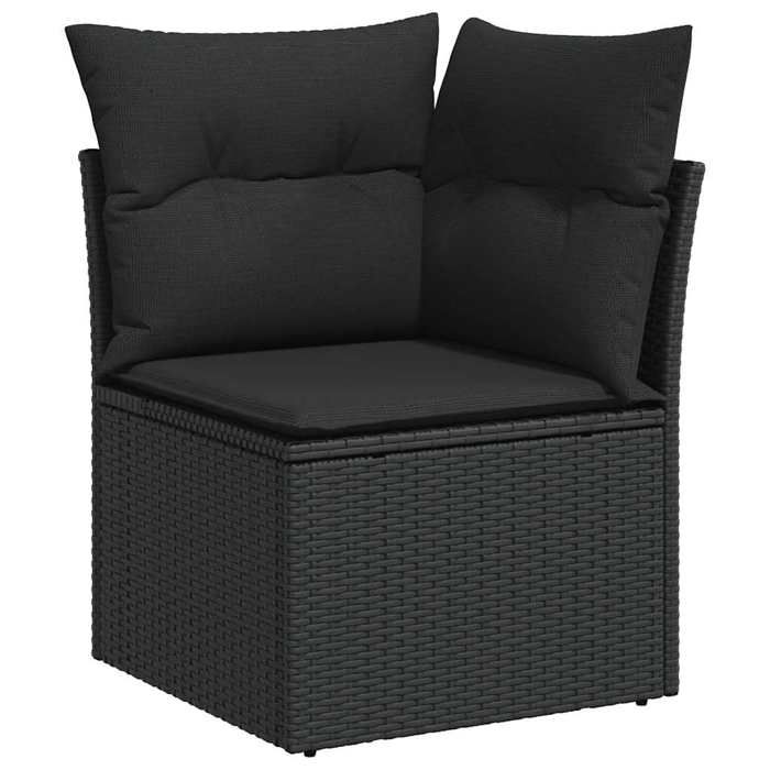 VidaXL Salon de jardin 7 pcs avec coussins noir résine tressée 3326426