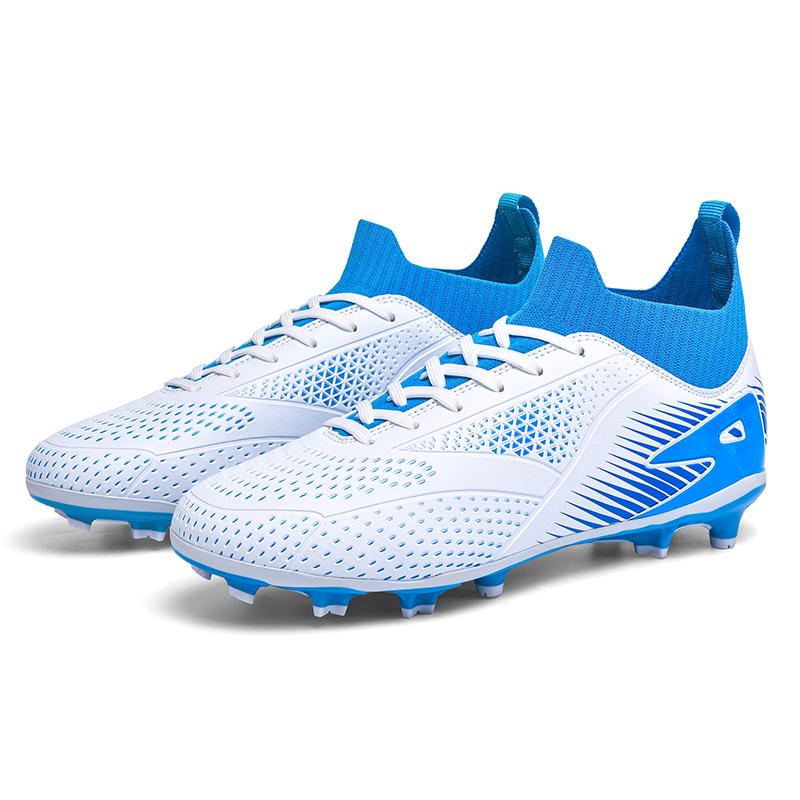 32-47 Bambini Uomo Taglia Grande Scarpe da Calcio High Top Chiodi Lunghi Outdoor Antiscivolo Scarponcini da Calcio