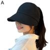 Foldable Wide Brim Ponytail Sun Hat Drawstring Adjustable Cap  Summer Quick-dry Visor Fisherman CapFor Women Beach Hat