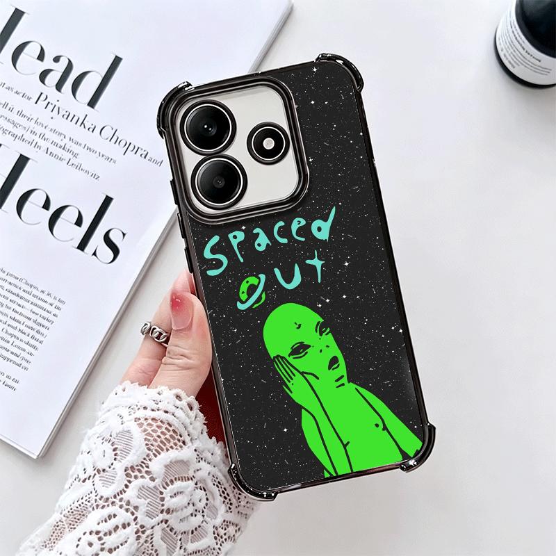 Funny Space UFO Alien Thing Soft Phone Case For Xiaomi Redmi Note 14 15 Pro Plus 13 12 11S 11T 5G 10 9S 9 Plating Anti-Fall Fund
