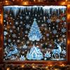 Blue Christmas Window Static Clings With Santa Snowman Reindeer Patterns For Home Xmas Party Decorations