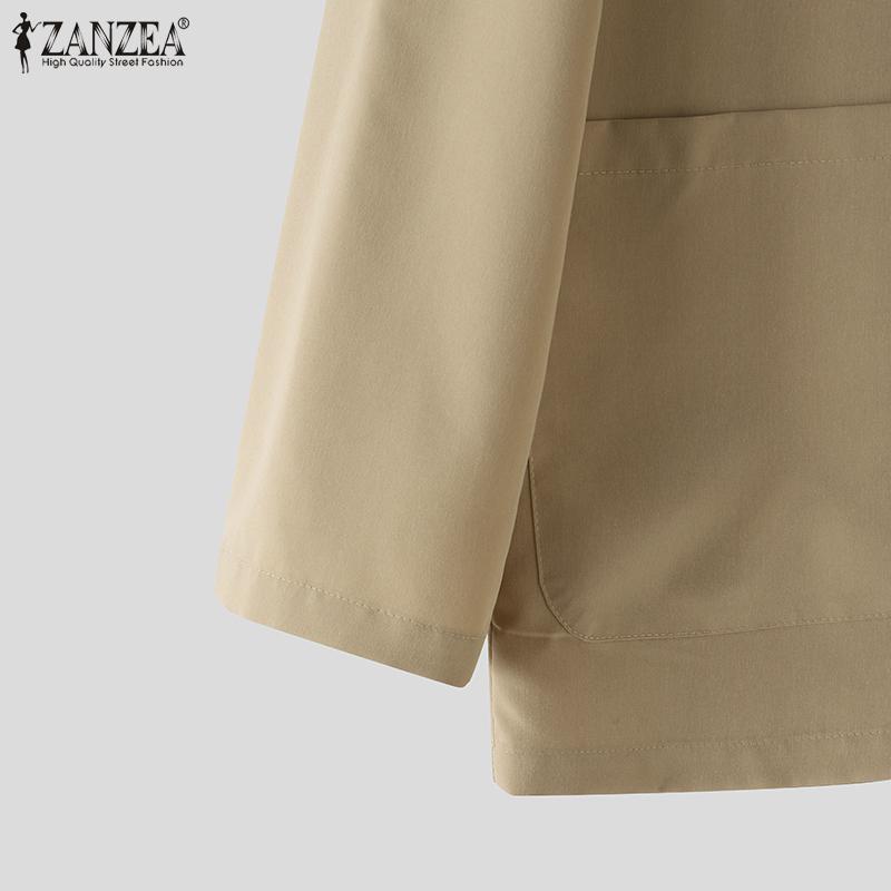 ZANZEA Women Autumn V-Neck Padded Shoulder Long Sleeve Suit Jackets