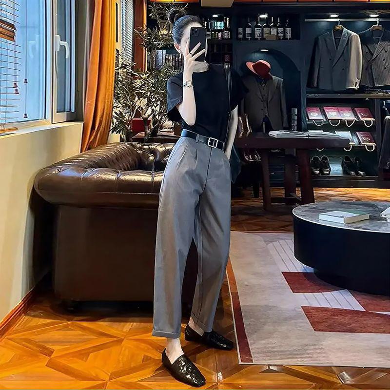 Women's High Waist Slimming Cigarette Pants – Spring/Autumn 2026 Straight Leg Harem Style
